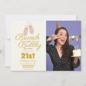 Foto Brunch en Bubbly Pink 21st Verjaardag Kaart (Voorkant)