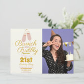 Foto Brunch en Bubbly Pink 21st Verjaardag Kaart (Staand voorkant)
