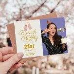 Foto Brunch en Bubbly Pink 21st Verjaardag Kaart<br><div class="desc">Verhoog je glas naar twee decennia en een met onze Champagne 21 jaar Verjaardag uitnodiging. Deze uitnodiging is niet zomaar een kaartje; het is een elegante proclamatie van het bereiken van het tijdperk van verfijning, ontworpen om de toon te zetten voor een viering boordevol stijl en verfijning. Onthul de festiviteiten...</div>