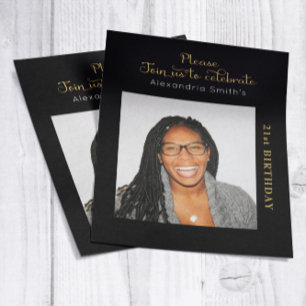 Foto Budget 21st Birthday Invitation Black Gold
