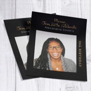 Foto Budget 30th Birthday Invitation Black Gold