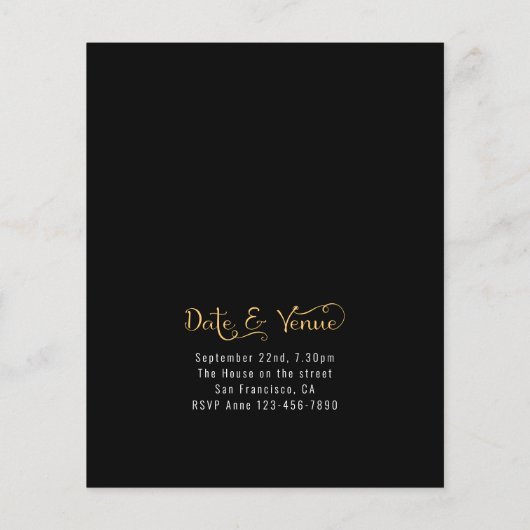 Foto Budget 50th Birthday Invitation Black Gold (Achterkant)