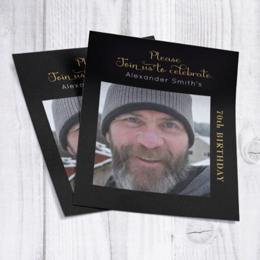 Foto Budget 70e Verjaardagsuitnodiging Zwart Goud