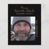 Foto Budget 70e Verjaardagsuitnodiging Zwart Goud (Voorkant)