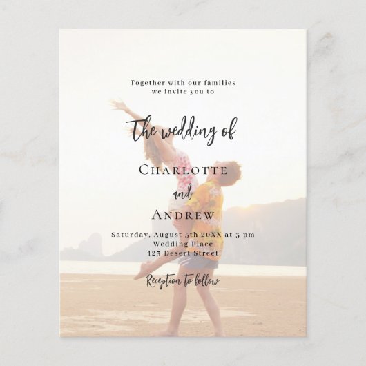 Foto budget bruiloft uitnodiging (Voorkant)