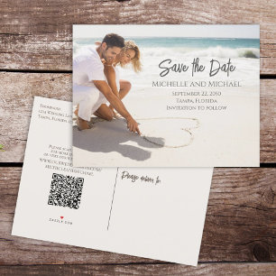 Foto Budget Modern Save the Date Huwelijks QR-code Aankondigingskaart