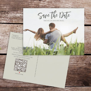 Foto Budget Moderne Trouwkaart Save the Date QR-co Aankondigingskaart