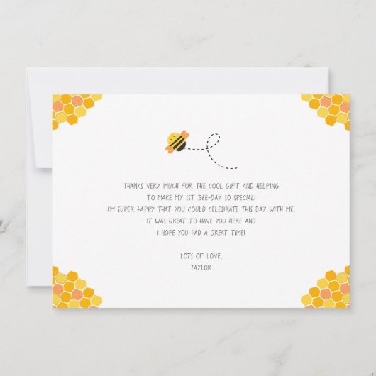 Foto Bumble Bee Schattige Kawaii Verjaardag Buzzin Bedankkaart (Achterkant)