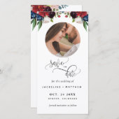Foto Burgundy Blue Wedding Save the Date Bladwijze (Voorkant / Achterkant)