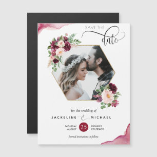 Foto Burgundy Blush Wedding Save the Date Magnet