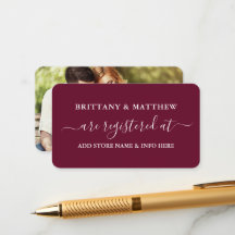 Foto Burgundy Modern Calligraphy Wedding Registry