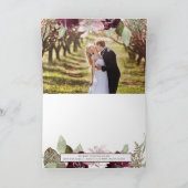 Foto Burgundy Pink Floral Weddenschap Kaart (Binnen)