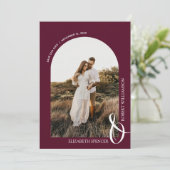 Foto Burgundy QR Code Weddenschap Save the Date (Staand voorkant)