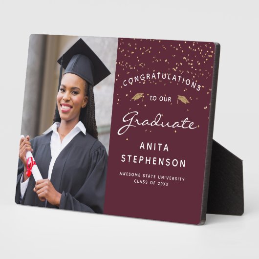 Foto Burgundy White Gold Afstuderen Keepomwille Fotoplaat (Zijkant)