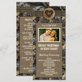 Foto Burlap + Carved Heart Camo Trouwprogramma's Programmakaart (Voorkant / Achterkant)