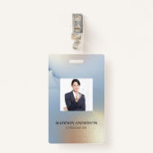 Foto Business Blue Gold Texture ID Badge (Voorkant met clip)