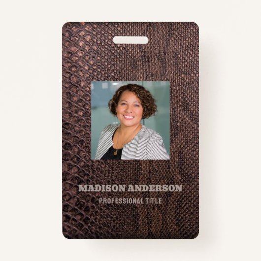 Foto Business Brown Snakeskin ID Badge (Voorkant)