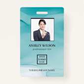 Foto Business-ID op Blue Alcohol Ink Badge (Voorkant)