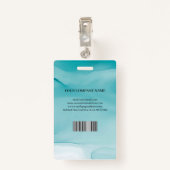 Foto Business-ID op Blue Alcohol Ink Badge (Achterkant met clip)