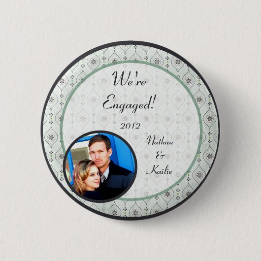 Foto Button Blauw bloempatroon (Voorkant)