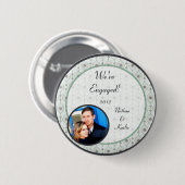 Foto Button Blauw bloempatroon (Voorkant /achterkant)