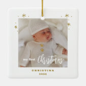 Foto C van Elegant 2-sided My First KerstBaby Keramisch Ornament (Achterkant)