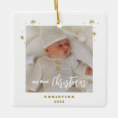 Foto C van Elegant 2-sided My First KerstBaby Keramisch Ornament (Voorkant)