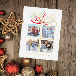 Foto Cadeau Gold Folie Feestdagen Briefkaart
