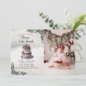 Foto Cake Smash Eerste Verjaardagsfeestuitnodiging Kaart (Staand voorkant)