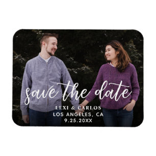Foto & Calligrafie 2- Donkerdere Save the Date Hor Magneet