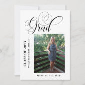 Foto Calligrafie Afstudeeraankondiging Kaart (Voorkant)