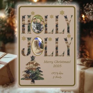 Foto Camo Holly Jolly Merry Christmas Feestdagenkaart