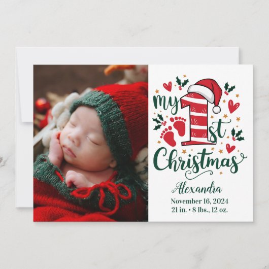 Foto Candy Cane Baby 1st Christmas Feestdagenkaart (Voorkant)