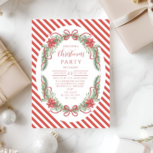 Foto Candy Cane Botanische Krans Kerstmis Kaart