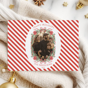 Foto Candy Cane Streep Foto Kerstmis Feestdagenkaart