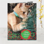 Foto Cat Tekst Aanpassen Christmas Kaart (Gele Bloem)