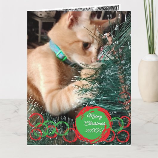 Foto Cat Tekst Aanpassen Christmas Kaart (Voorkant)