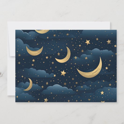 Foto Celestial Midnight Blue Stars Maan Bruiloft Save The Date (Achterkant)