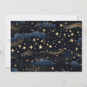 Foto Celestial Midnight Blue Stars Maan Bruiloft Save The Date (Achterkant)