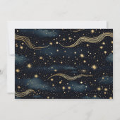 Foto Celestial Midnight Blue Stars Maan Bruiloft Save The Date (Achterkant)