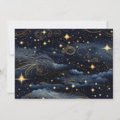 Foto Celestial Midnight Blue Sterren Maan Bruiloft Save The Date (Achterkant)