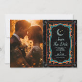 Foto Celestial Mystical Moon Sterrennacht Wedding Save The Date (Voorkant)