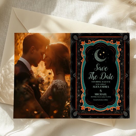 Foto Celestial Mystical Moon Sterrennacht Wedding Save The Date