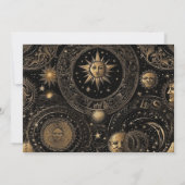 Foto Celestial Zwart Goud Bruiloft Save The Date (Achterkant)