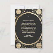 Foto Celestial Zwart Goud Halve Maan Huwelijk Bedankkaart (Achterkant)