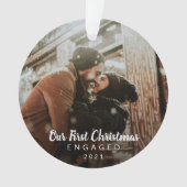 Foto Chalk Script Ons eerste kerstfeest Ornament (voorkant)