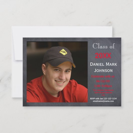 Foto: Chalkboard Background -3x5 Afstudeerder Aank Kaart (Voorkant)