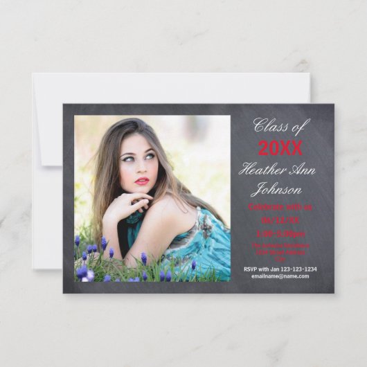 Foto: Chalkboard Background -3x5 Afstudeerder Aank Kaart (Voorkant)