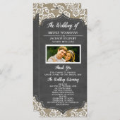 Foto Chalkboard Burlap Lace Trouwprogramma's Programmakaart (Voorkant / Achterkant)