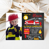 Foto Chalkboard Fire Truck Verjaardag uitnodiging